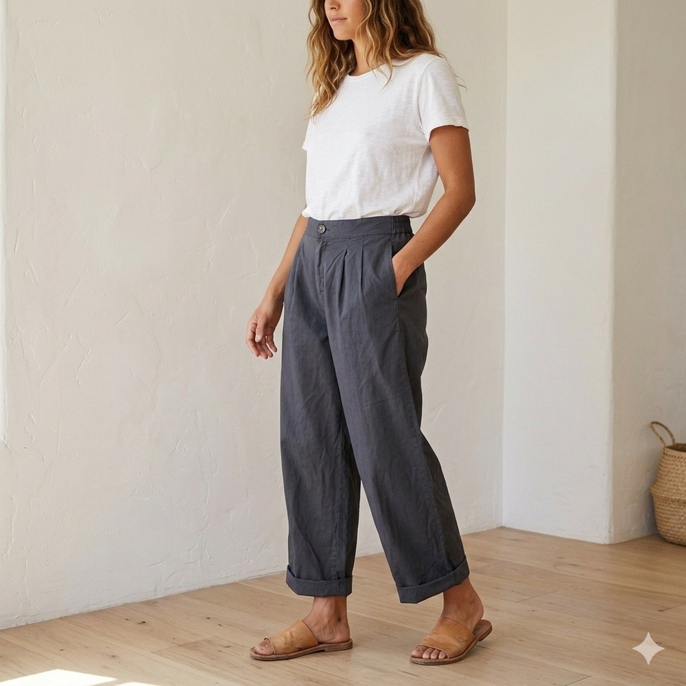 Faherty Charcoal Wide-Leg Pants